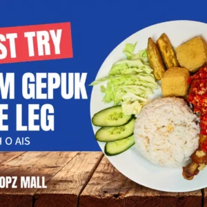 COOX Nasi Ayam Gepuk Whole Leg with free Teh O Ais for RM16.90
