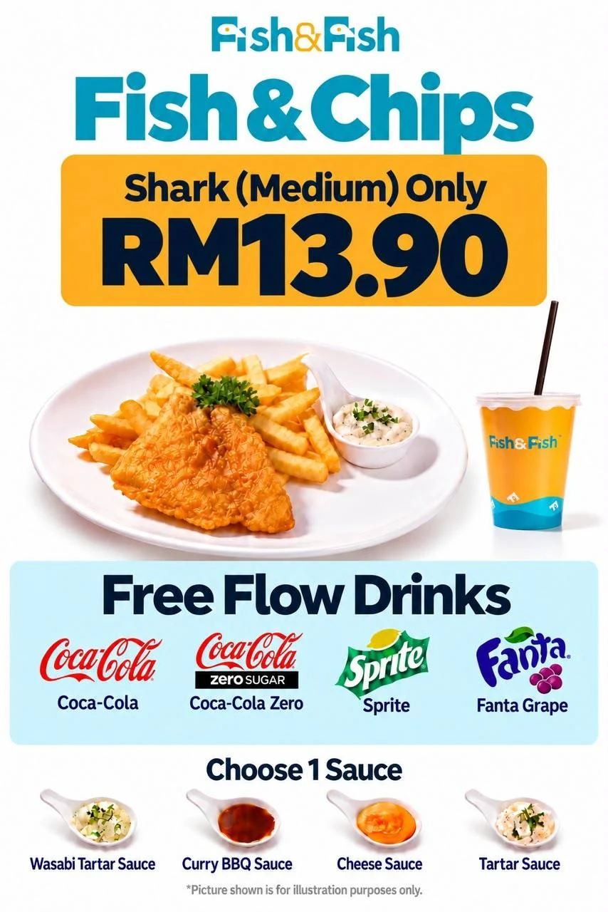 Fish & Fish fish and chips set with free flow drinks