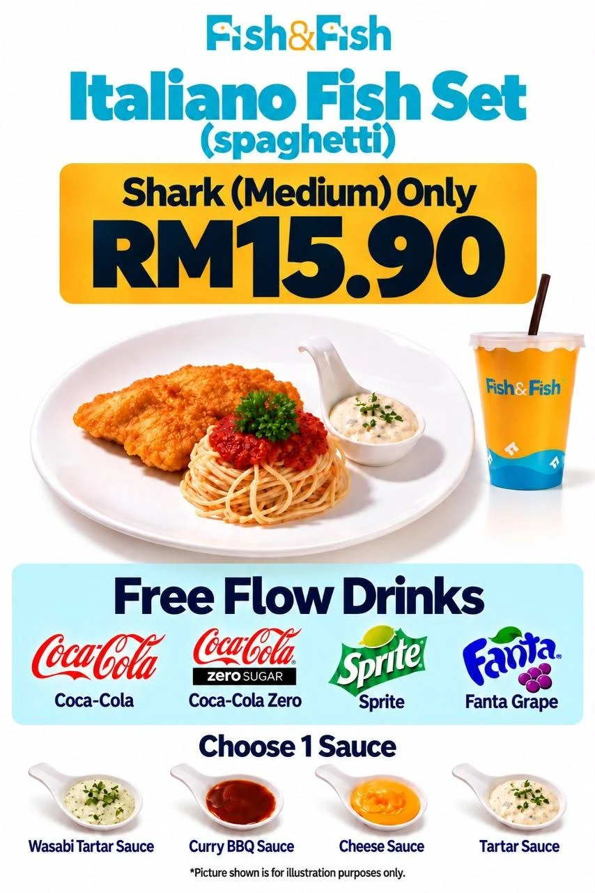 Fish & Fish fish italiano set with free flow drinks