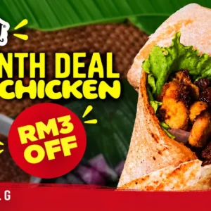 RM3 off Satay Chicken Wrap, 15–18 October, in app only