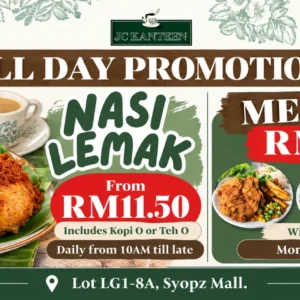 JC Kanteen nasi lemak from RM11.50 and meal sets RM12.90