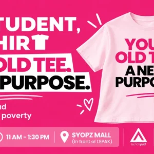 One Student, One Shirt donation campaign at Syopz Mall, 21 October 2026, 11 AM – 1:30 PM