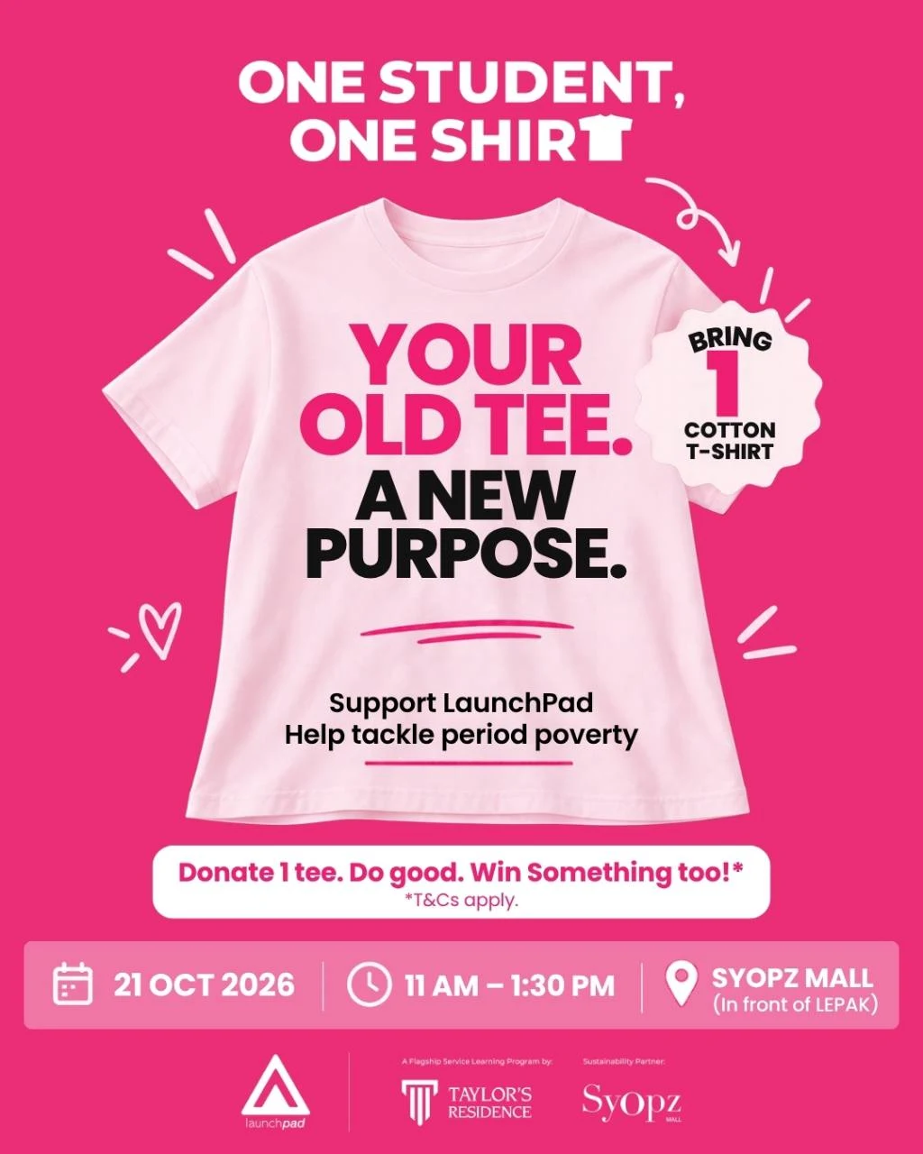 One Student, One Shirt campaign poster